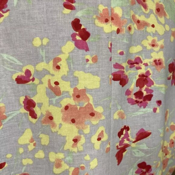 Kasper Linen Blend Blazer Jacket 16 Floral Yellow Red Open Front Lined Vintage - Picture 5 of 8